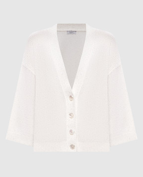 Peserico White cardigan with sequins A99038F079312A