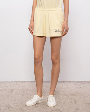 Sporty & Rich Avenue Disco yellow shorts with contrast print SH03776083YE02