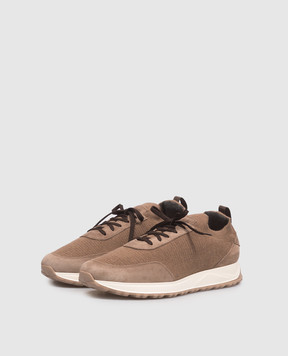 Enrico Mandelli Brown combination sneakers with logo patch 0ELITE6250