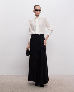 Alexander McQueen Black asymmetric silk maxi skirt 876822QBADT