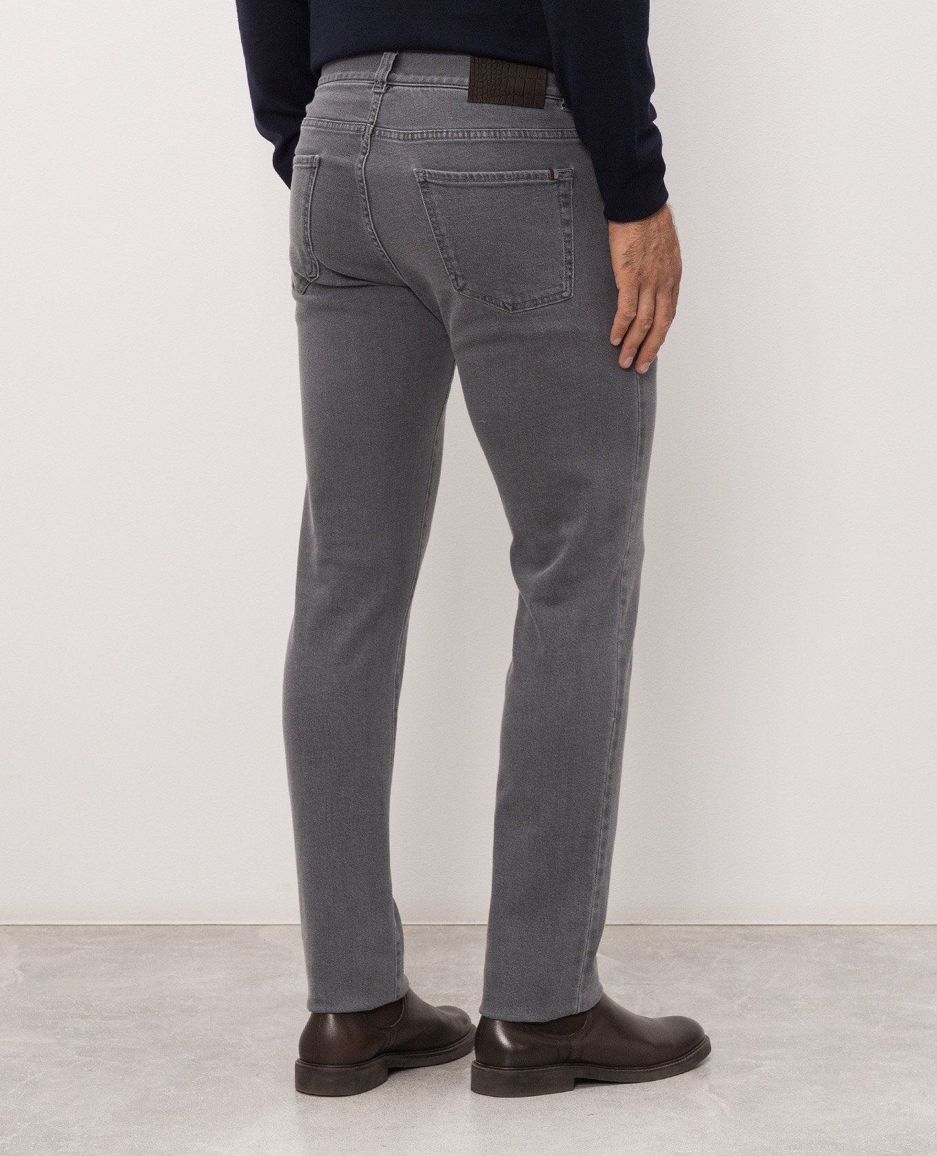 Grey slim jeans with logo patch Canali 4