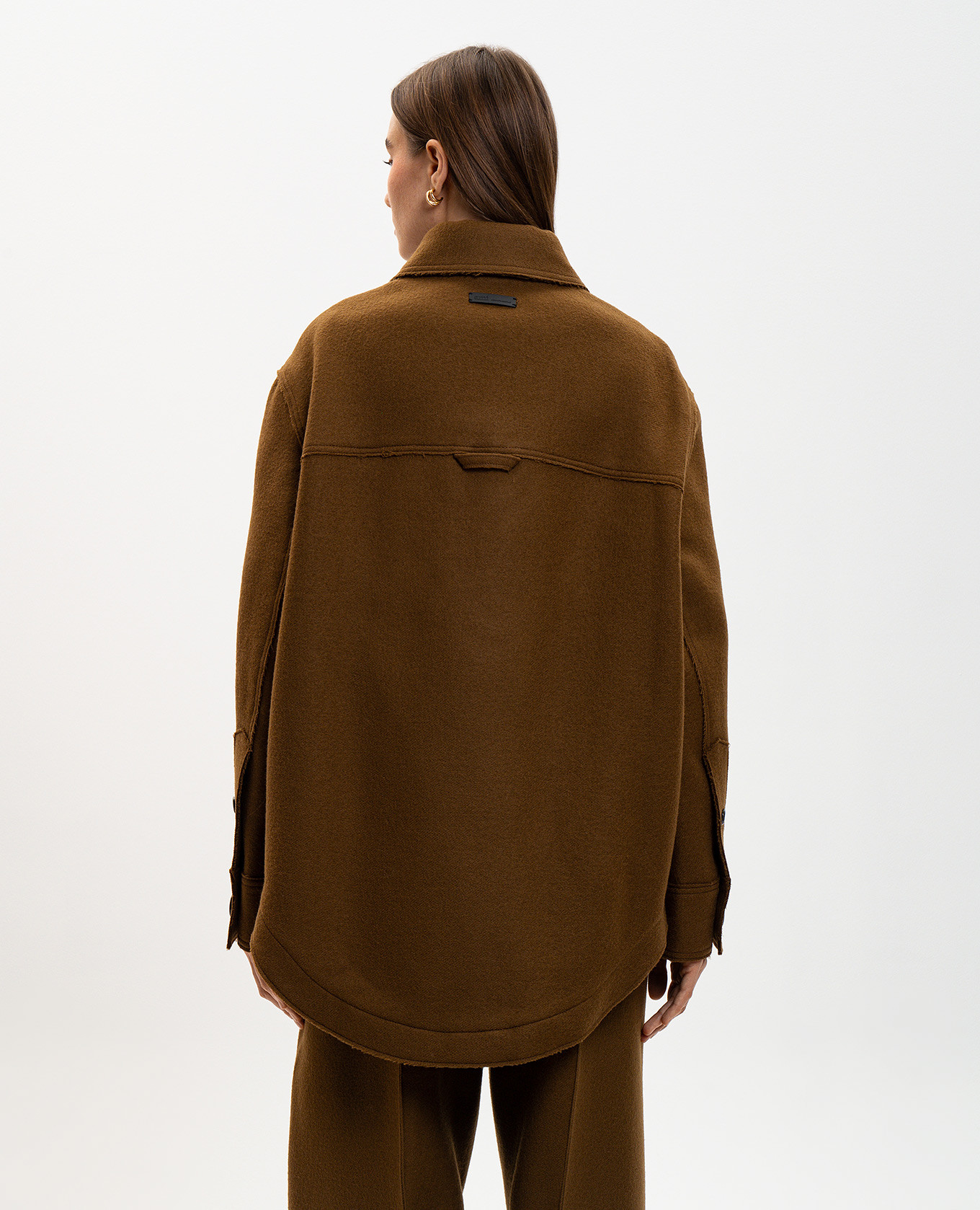 Brown wool coat with logo Ami Paris 4