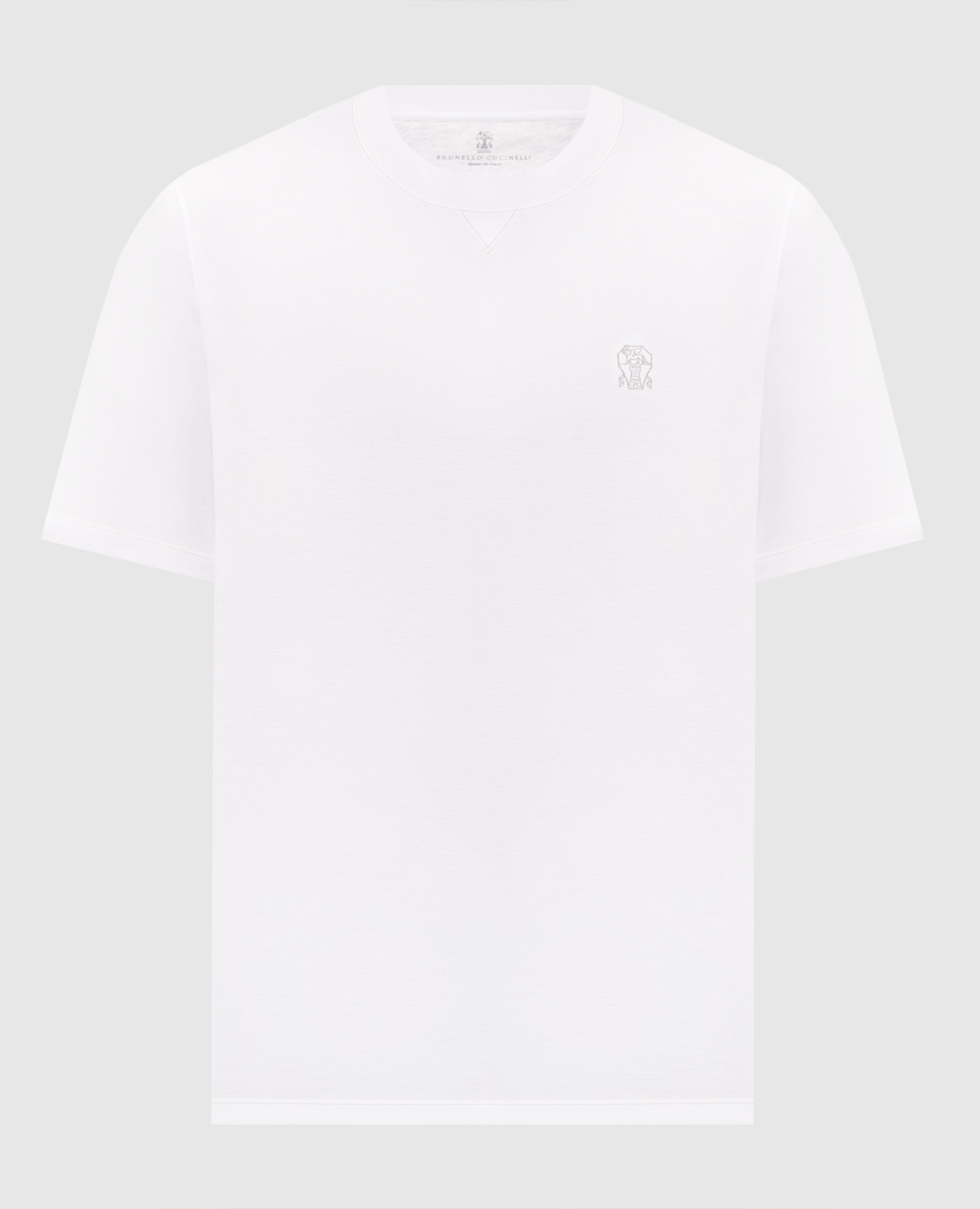 White cotton T-shirt with embroidered logo