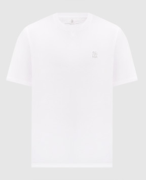 Brunello Cucinelli White cotton T-shirt with embroidered logo M0B131328G