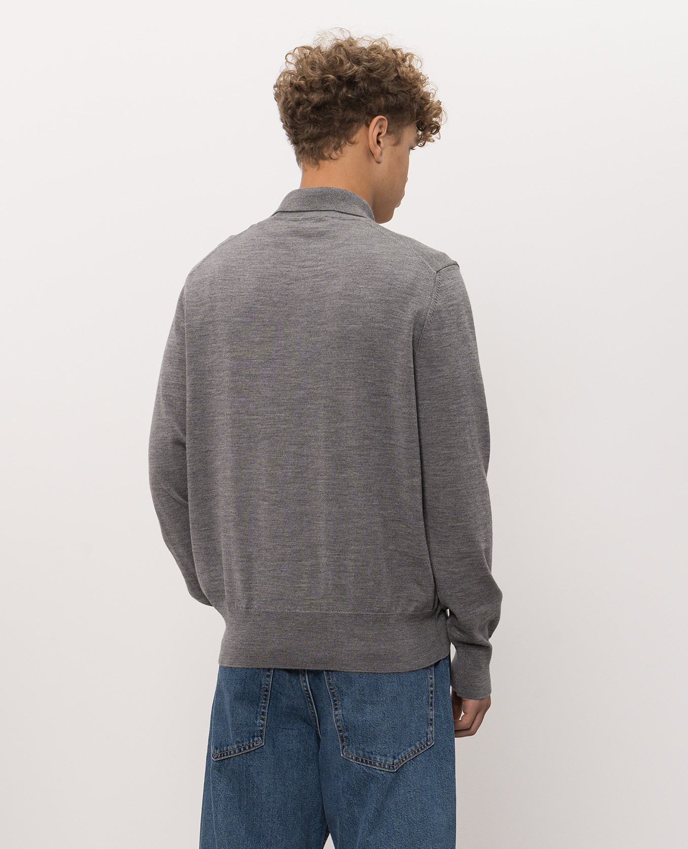 Gray wool polo shirt Ami Paris 4