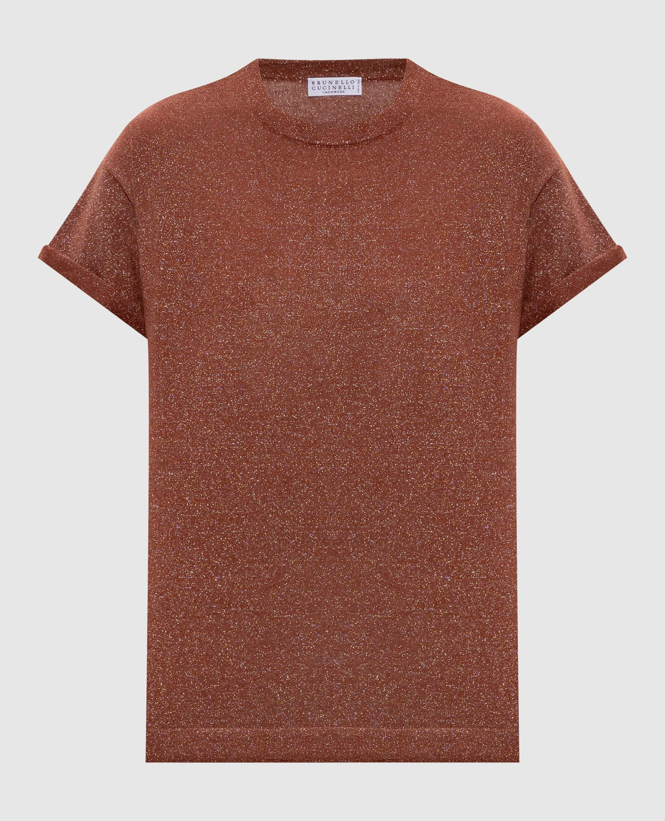 Brown cashmere and silk t-shirt