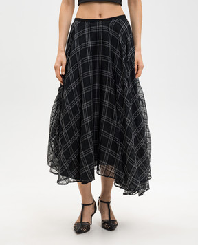 Marc Le Bihan Black skirt with checked silk 2567