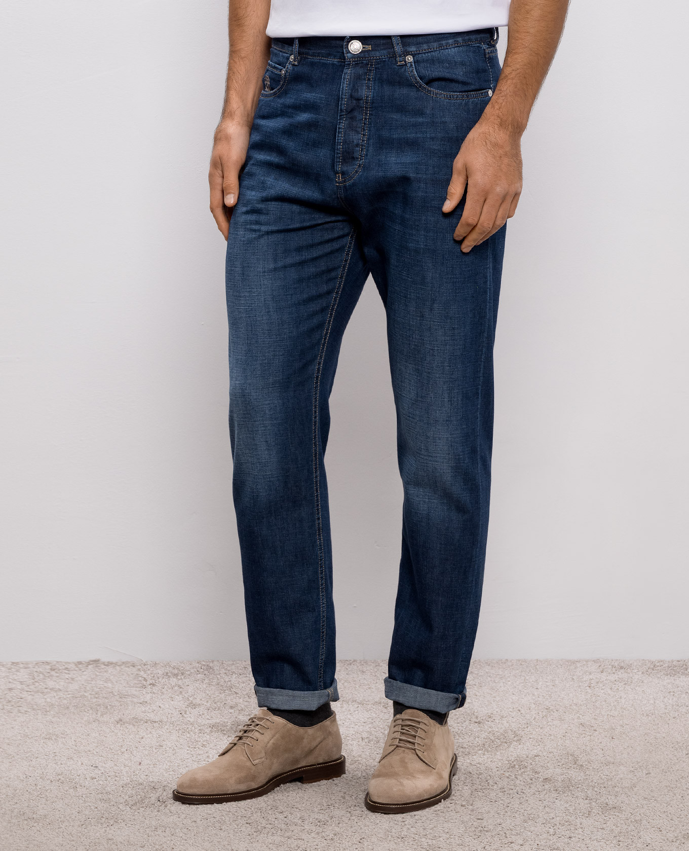 

Blue jeans with a worn effect Brunello Cucinelli