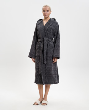 Missoni Home Chalk grey terry bathrobe with branded pattern 1D3AC99718
