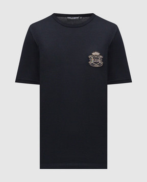 Dolce&Gabbana Blue t-shirt with logo patch G8PT1ZG7PZU