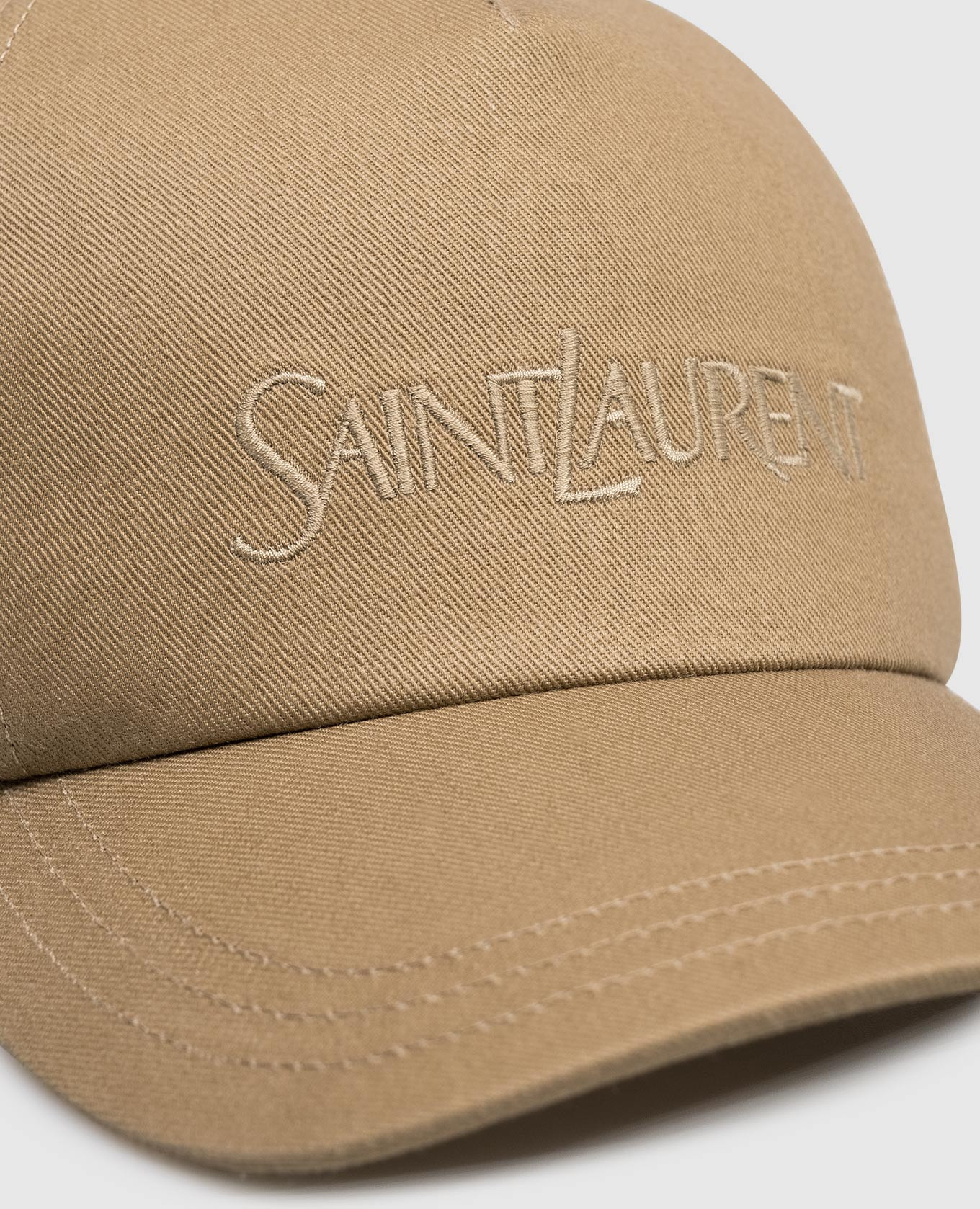 

Beige linen cap with logo Saint Laurent