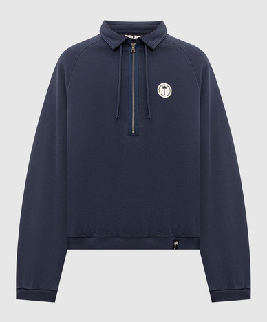 Sudadera azul con parche del logo