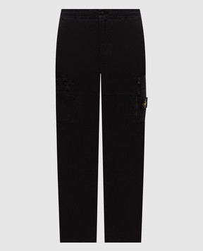 Stone Island Black cargo pants with logo patch L2S153100015S0211