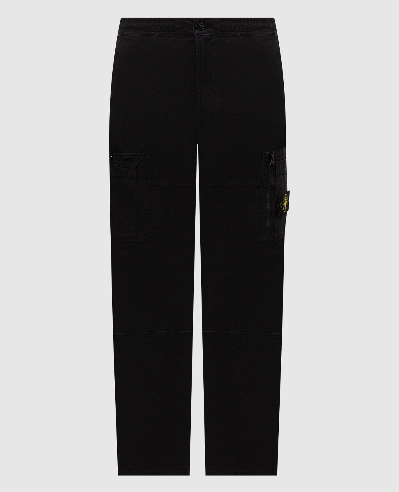 Black cargo pants with logo patch