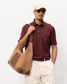 Brunello Cucinelli Brown suede bag with embossed logo MBDMBU442P