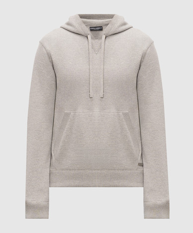 Gray wool and cashmere hoodie
