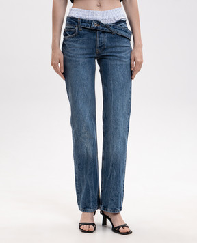 Alexander Wang Blue boxer jeans with logo patch 4DC3264123