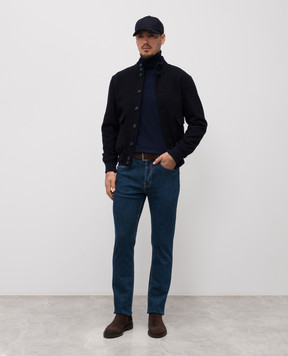 Pini Parma Candiani blue jeans with logo patch PINIJEAMBL