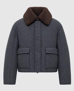 Brunello Cucinelli Gray wool and cashmere down jacket MB1623800