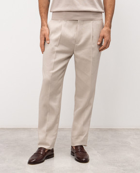 Brunello Cucinelli Beige linen and wool pants MZ406L00H