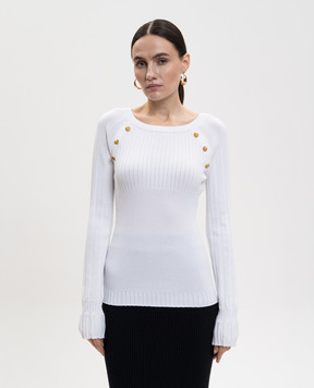 Balmain White jumper with branded rivets GF1ARA60KJ45