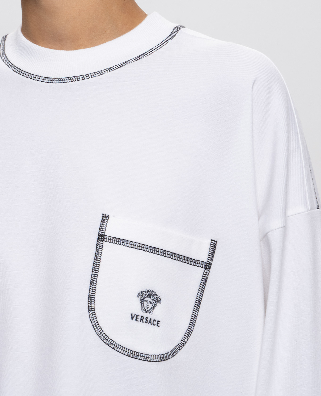 White longsleeve with logo embroidery Versace 5