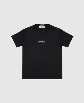 Stone Island Children's black T-shirt with emblem and logo L1S162100009S03771012