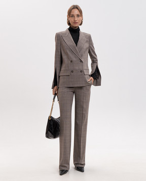 Twinset Brown double-breasted checked wool jacket 262TP2805