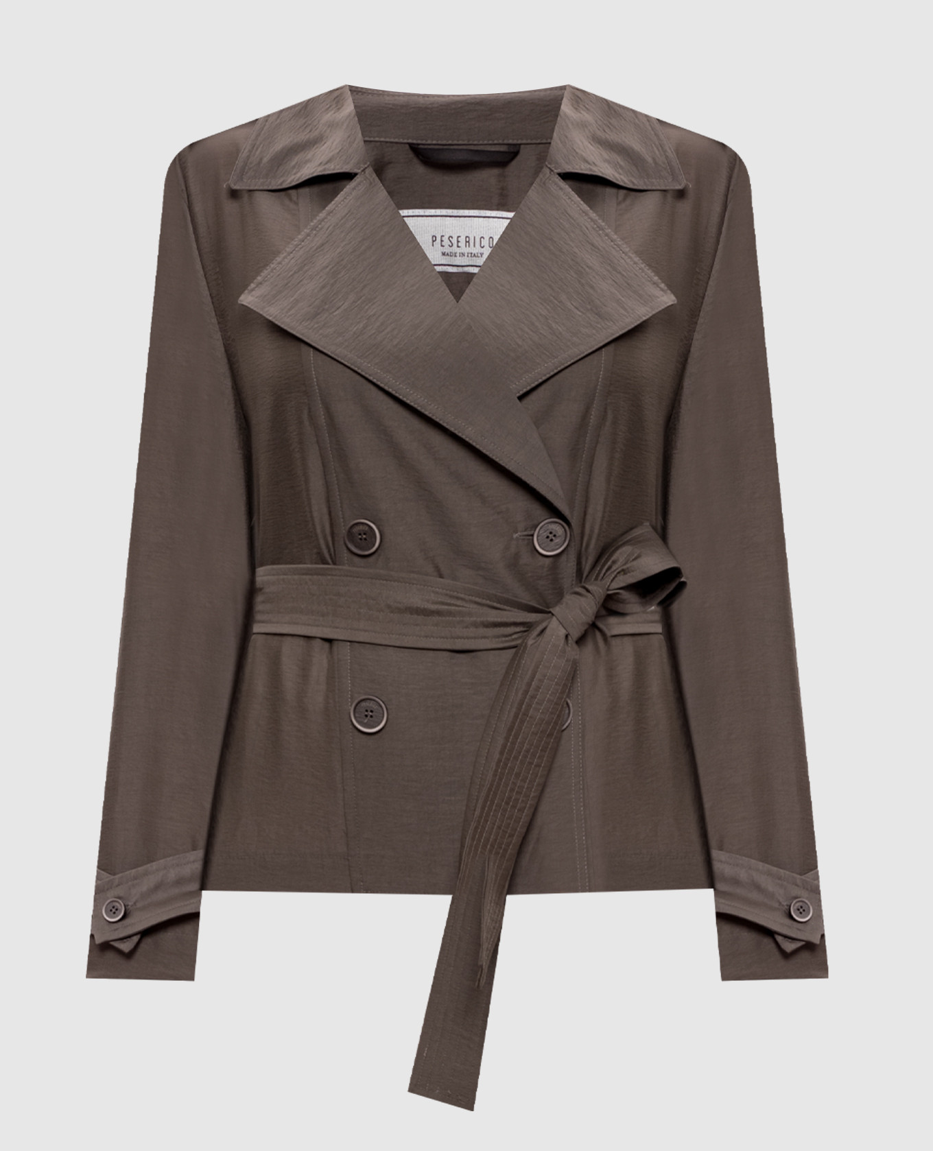 

Brown cropped trench coat with monil chain Peserico