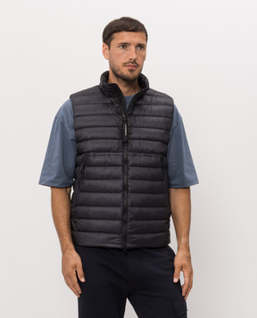 C.P. Company Blue down vest with logo patch MVE703M110416A