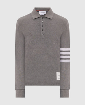 Thom Browne Grey polo shirt with logo patch MJP137G07976
