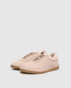 Babe Pay Pls Beige suede sneakers with fur ARD0202BPP