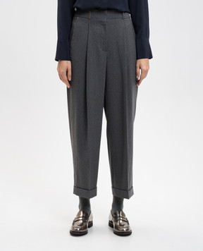 Peserico Grey wool trousers with lapels P04579U02660