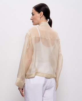 Peserico Beige silk jacket with branded patch E2105702880