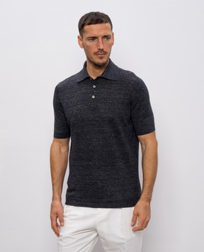 Brunello Cucinelli Gray polo with linen M2L00315