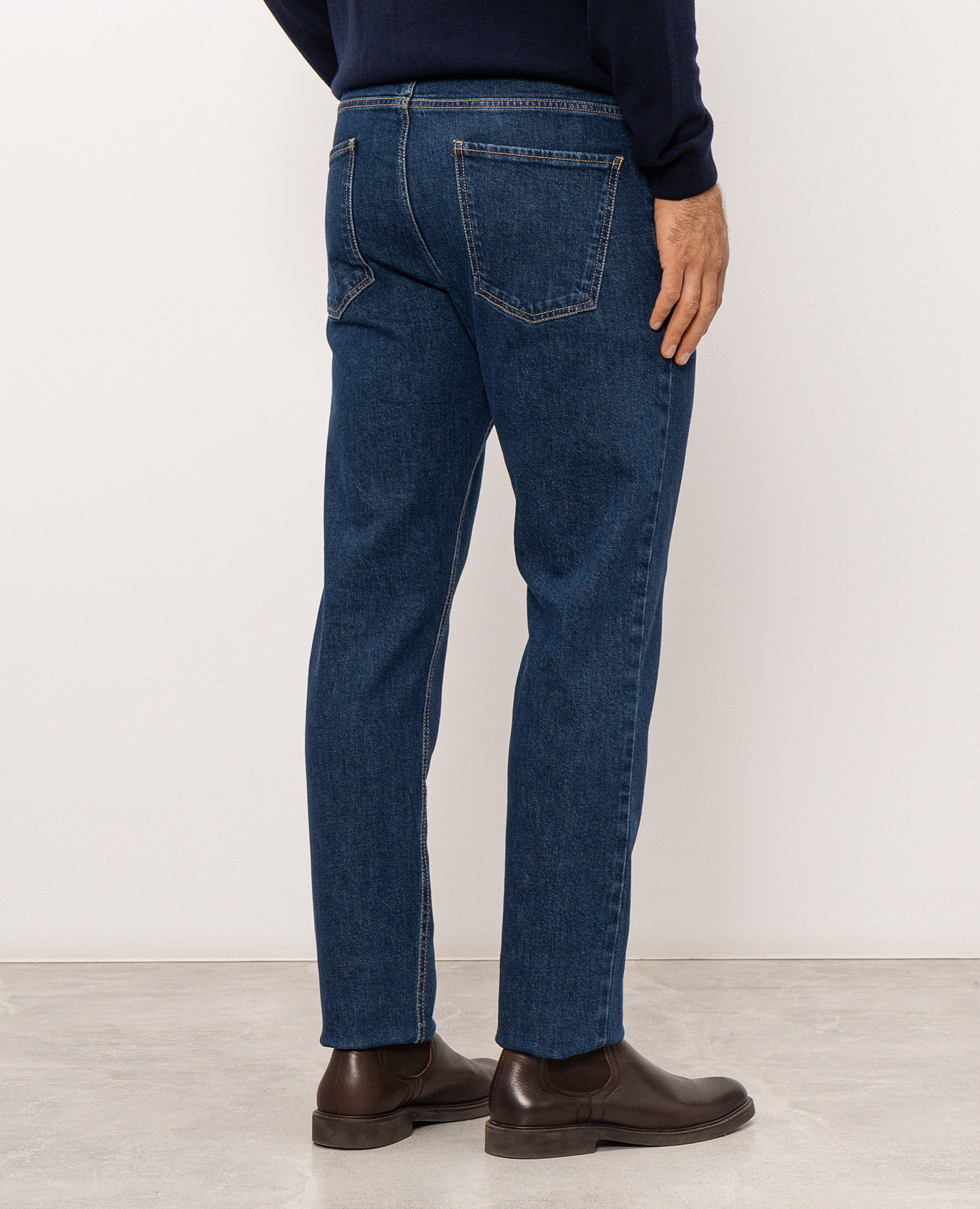 Blue jeans with logo patch Pini Parma 4
