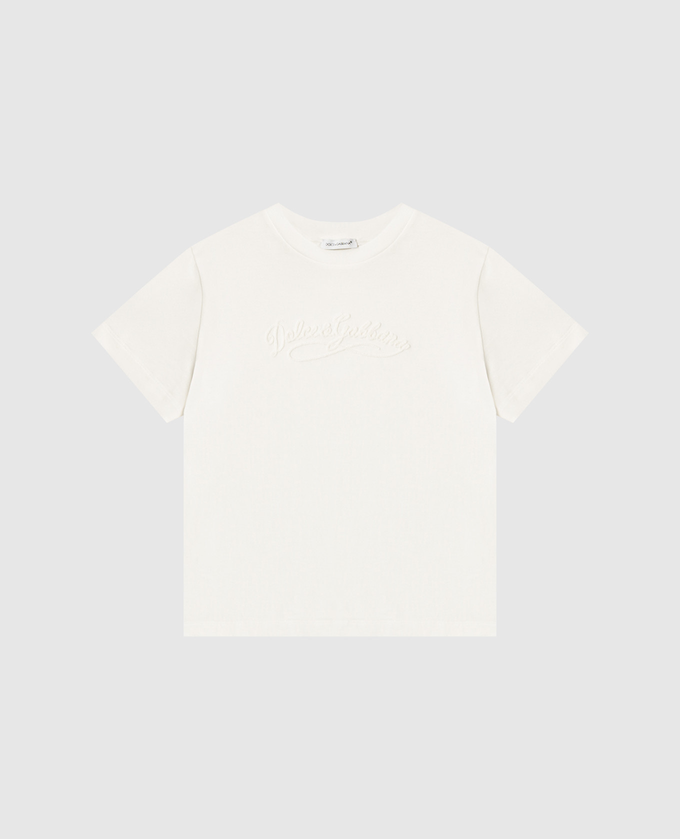 Children's white T-shirt with embroidered logo
