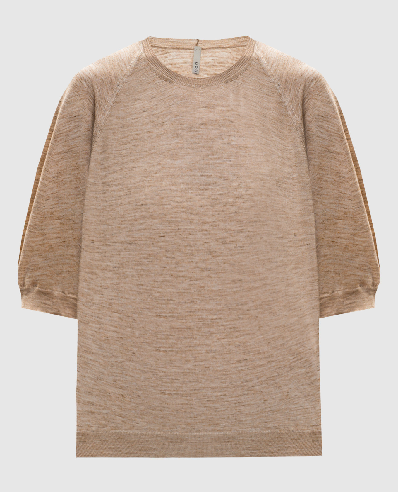 Beige cashmere, silk and linen T-shirt