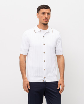 Peserico White ribbed shirt with short sleeves R59521F189173R