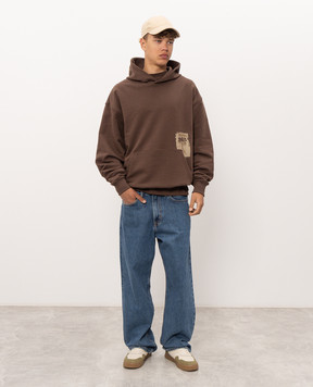 Palm Angels Brown hoodie with logo print PAMBB003FL006