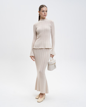 Twinset Beige golf with patterned wool 252TP3321