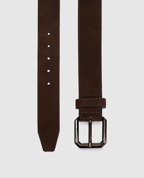 Peserico Dark brown suede belt with logo engraving R72040C0CC930