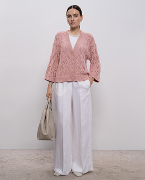 Peserico Pink openwork cardigan with sequins A99055F0309110
