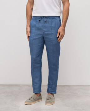 ISAIA Blue linen pants PNC016P9120