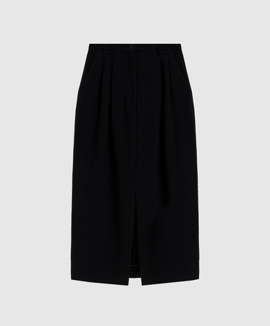 Black wool midi skirt