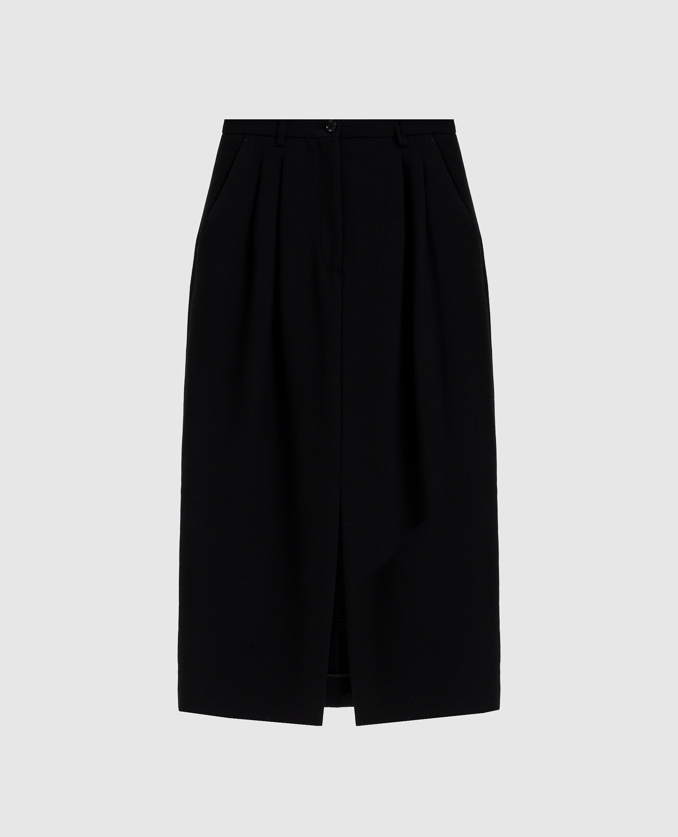 Black wool midi skirt