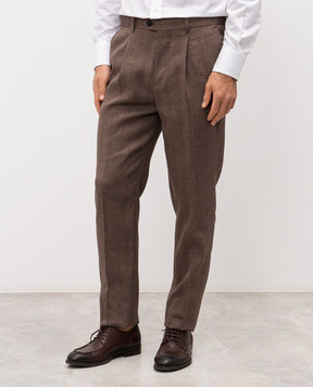 Brunello Cucinelli Brown linen and wool pants MZ408L00H