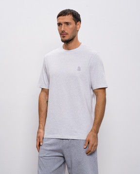 Brunello Cucinelli Grey melange T-shirt with logo print M0B138440