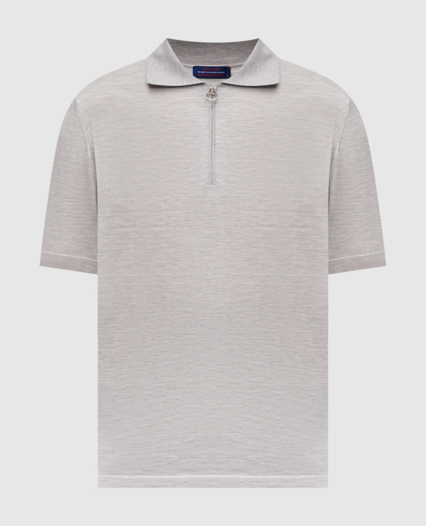 

Grey melange cashmere polo shirt Stefano Ricci