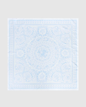 Versace Blue silk scarf with branded print 10016001A10002